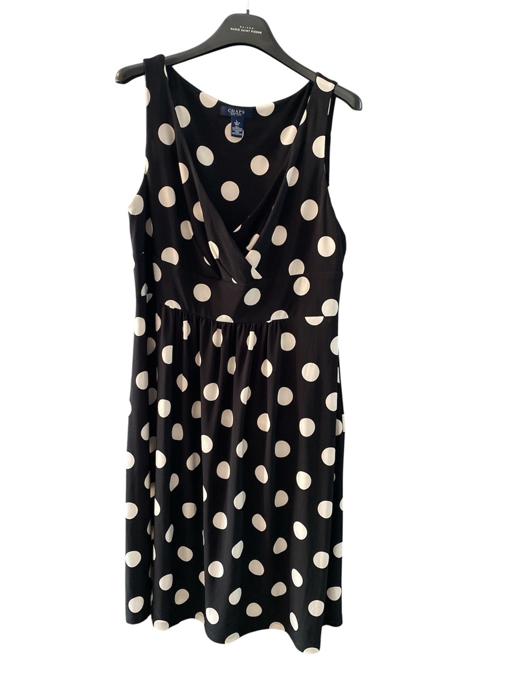 Chaps Black & White Polka Dot Sleeveless Dress Size Large BNWT